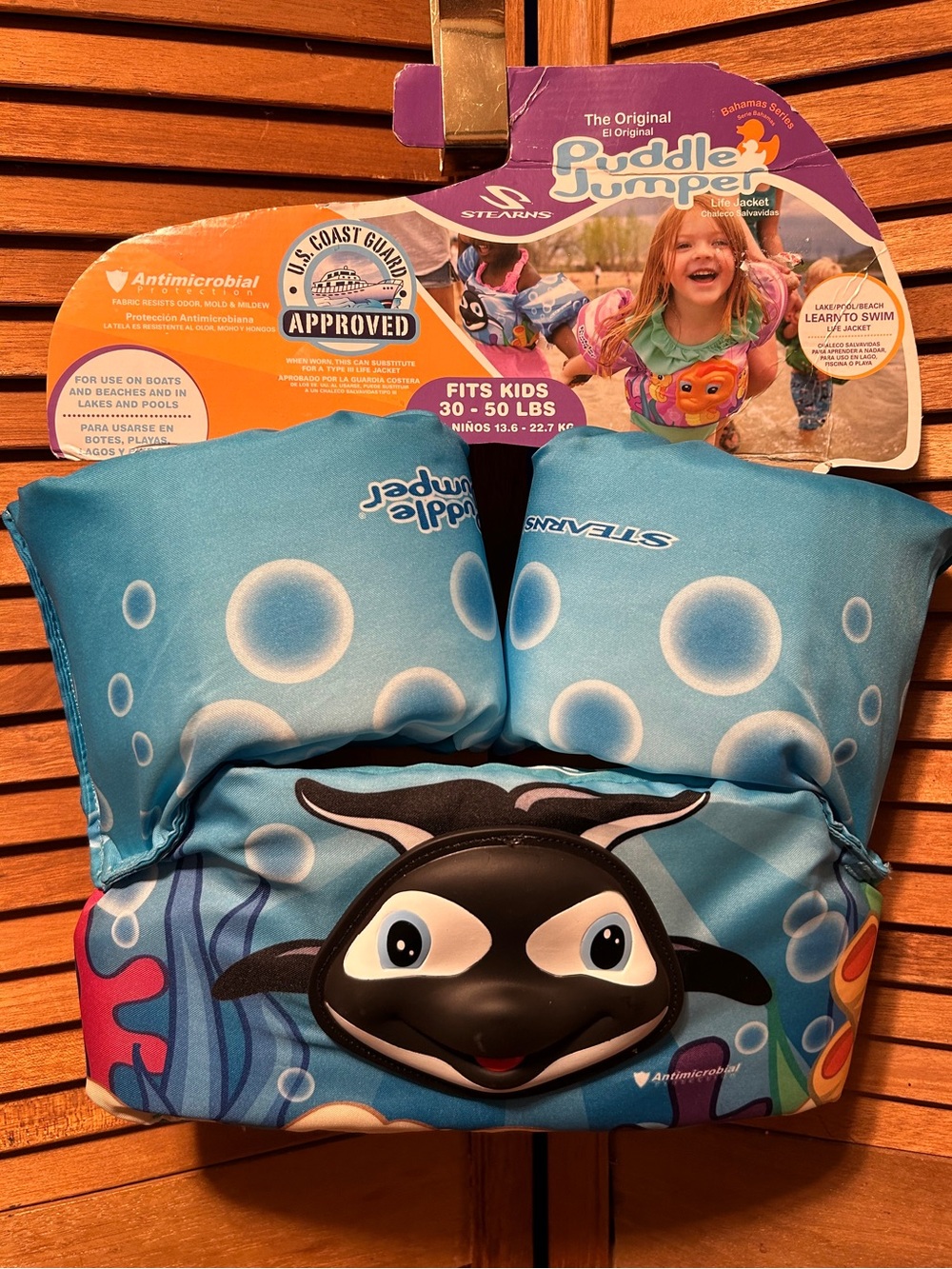 Stearns The Original Puddle Jumper Blue Orca Antimicrobial Life Jacket
